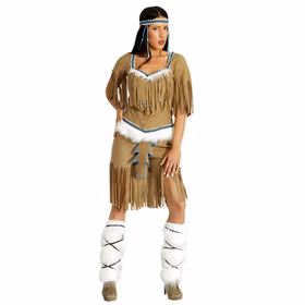 Indianerin Kostüm Weiße Feder für Damen Gr. S-XXL Kleid beige Wilder Westen Indianer SALE Fasching Karneval Mottoparty Indianerin Kostüm Weiße Feder für Damen Gr. S-XXL Kleid beige Wilder Westen Indianer SALE Fasching Karneval Mottoparty