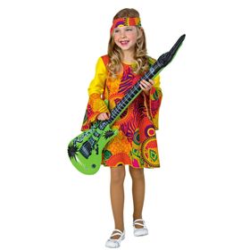 Hippie Kostüm Sunny für Kinder Gr. 128-140 Kleid bunt 70er Jahre Flower Power SALE Fasching Karneval Mottoparty Kinderfasching