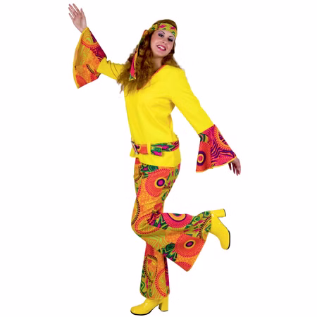 Hippie Kostüm Mrs. Yellow für Damen