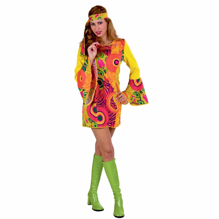 Hippie Kostüm Mrs. Orange für Damen Hippie-Kleid 34-48 bunt SALE 70er Jahre Outfit Retro Schlagermove Fasching Karneval Mottoparty Hippie Kostüm Mrs. Orange für Damen Hippie-Kleid 34-48 bunt SALE 70er Jahre Outfit Retro Schlagermove Fasching Karneval Mottoparty