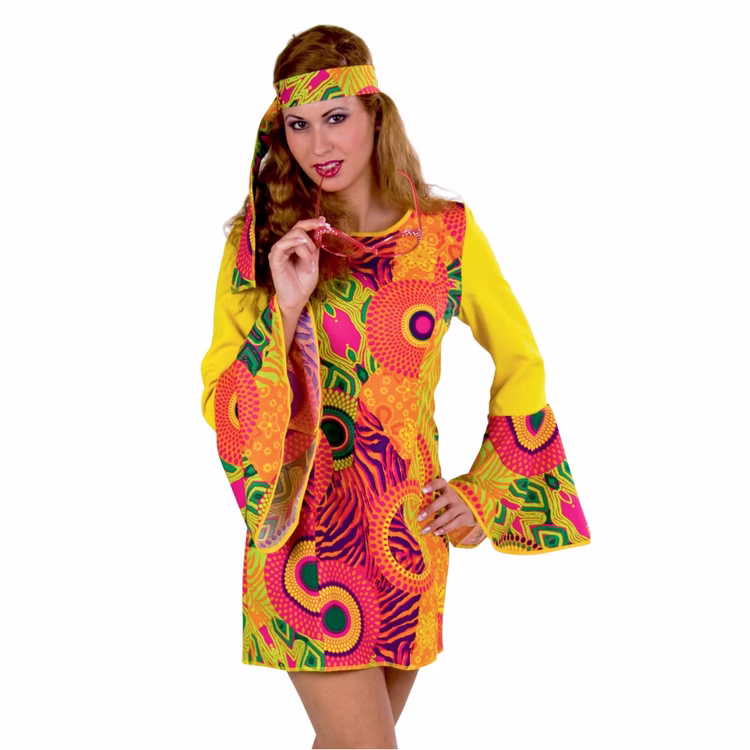 Hippie Kostüm Mrs. Orange für Damen Hippie-Kleid 34-48 bunt SALE 70er Jahre Outfit Retro Schlagermove Fasching Karneval Mottoparty Hippie Kostüm Mrs. Orange für Damen Hippie-Kleid 34-48 bunt SALE 70er Jahre Outfit Retro Schlagermove Fasching Karneval Mottoparty