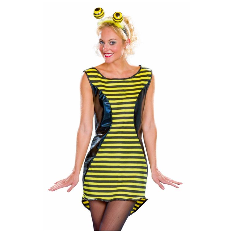 Bienen Kostüm heißer Brummer mit Haarreif für Damen Bienen Kostüm heißer Brummer mit Haarreif für Damen Gr. 36-50 Kleid Tier Tierkostüm Hummel Insekt Fasching Karneval Mottoparty Gruppenkostüm Paarkostüm