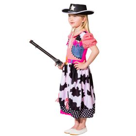 Cowgirl Kostüm Kleid mit Schleifchen für Kinder Gr. 116-128 bunt Wilder Westen SALE Fasching Karneval Mottoparty Kinderfasching