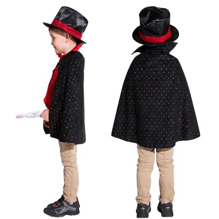 Zauberer Kostüm Magier Hokuspokus für Kinder Gr. 116-140 Umhang Zirkus Kleinkunst Fasching Karneval Mottoparty