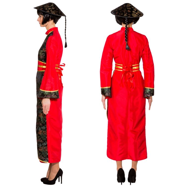 Chinesin Kostüm Mrs. Wang für Damen Chinesin Kostüm Mrs. Wang für Damen Gr. 36- 48 Kleid rot Fasching Asiatin Andere Länder China Japan Asien Fasching Karneval Mottoparty