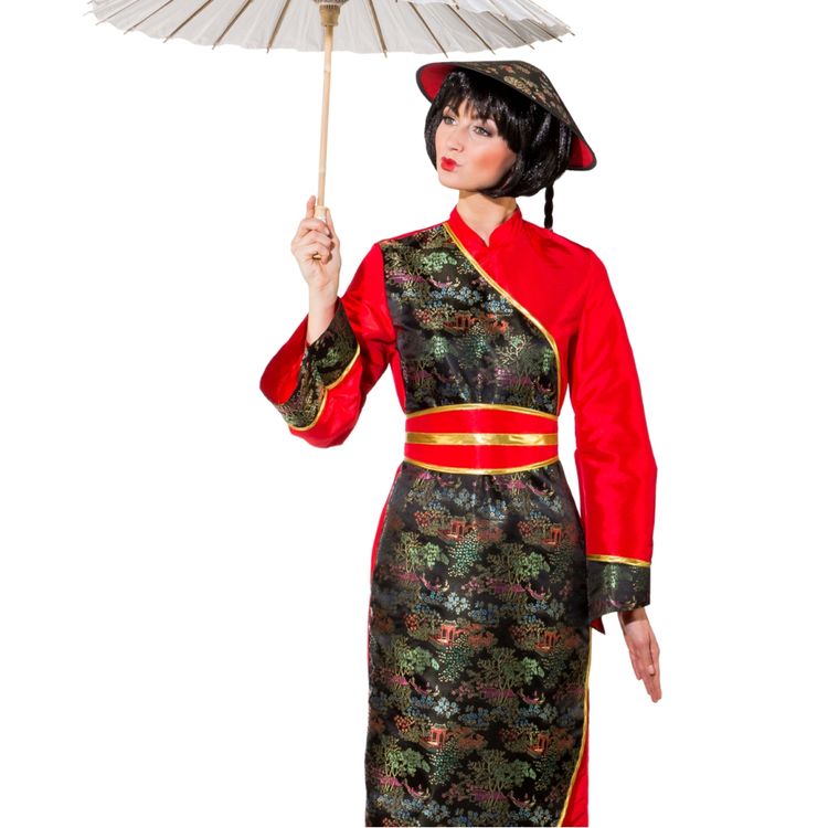Chinesin Kostüm Mrs. Wang für Damen Chinesin Kostüm Mrs. Wang für Damen Gr. 36- 48 Kleid rot Fasching Asiatin Andere Länder China Japan Asien Fasching Karneval Mottoparty