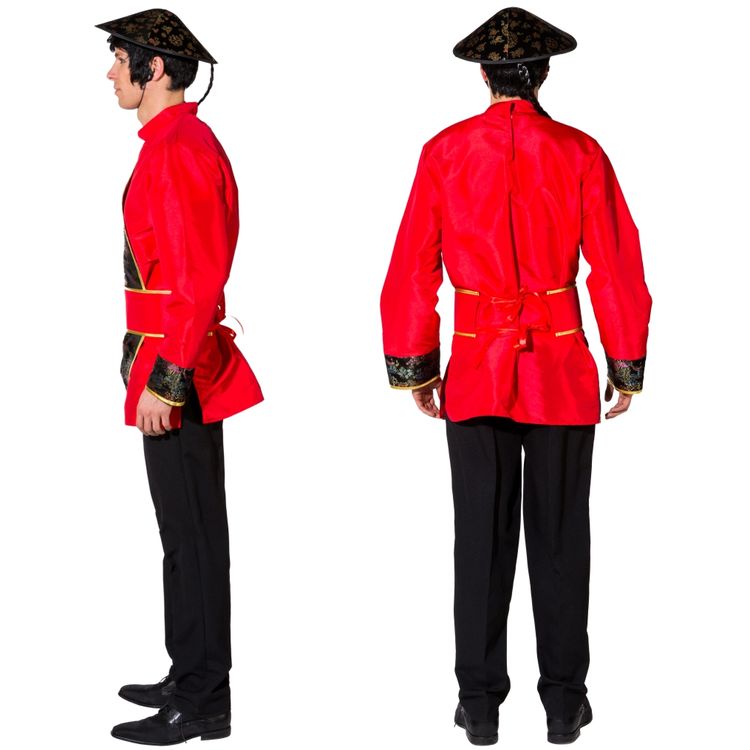 Chinesen Kostüm Mr. Wong für Herren Kostüm Chinese Mr. Wong Tunika Gürtel Fasching Asiate Andere Länder