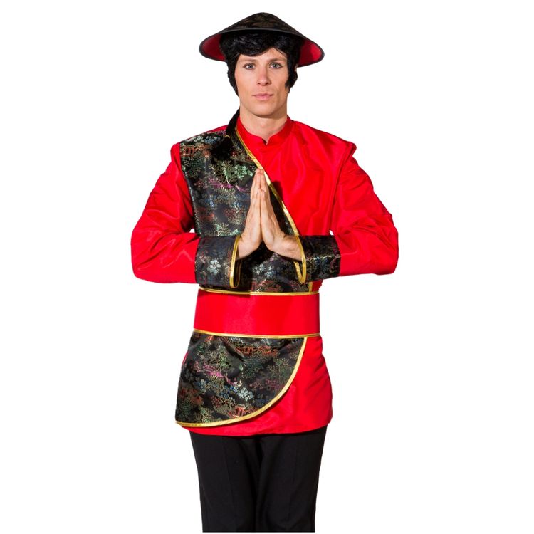 Chinesen Kostüm Mr. Wong für Herren Kostüm Chinese Mr. Wong Tunika Gürtel Fasching Asiate Andere Länder