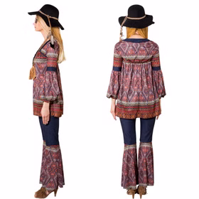Hippie Kostüm Coachella für Damen von der Seite und von Hinten