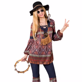 Hippie Kostüm Coachella für Damen von Vorne Nahaufnahme
