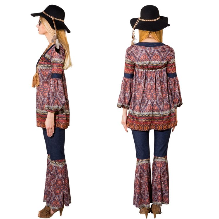 Hippie Kostüm Coachella 70er Jahre für Damen Hippie Kostüm Coachella für Damen von Vorne