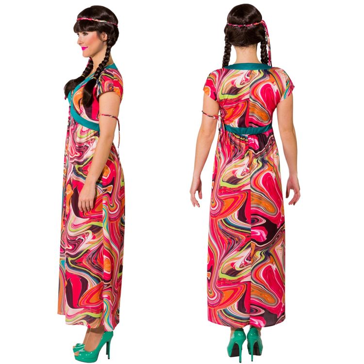 Hippie Kostüm Alina 70er Jahre Kleid lang für Damen Hippie Kostüm Alina 70er Jahre Kleid lang für Damen Gr. 34-52 bunt Fasching Karneval Mottoparty Schlagermove