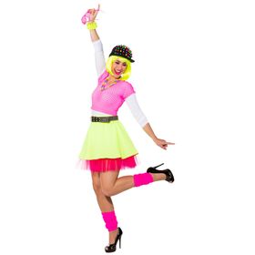 80er Jahre Kostüm Rock mit Petticoat neonfarben für Damen Gr. 34-40 Kostüm-Zubehör SALE 80er 90er Neon-Party Fasching Karneval Mottoparty