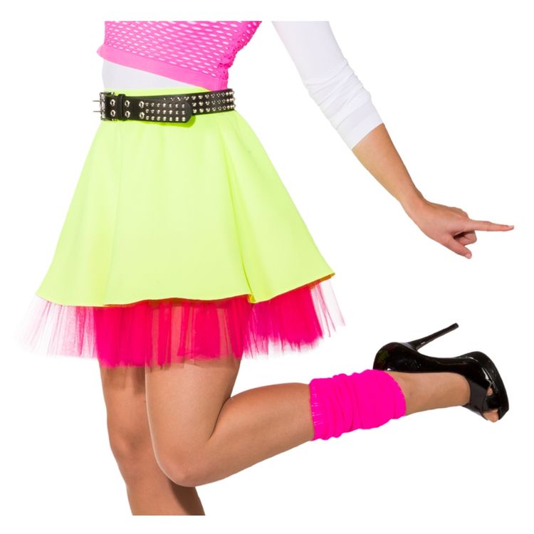 80er Jahre Kostüm Rock mit Petticoat neonfarben für Damen 80er Jahre Kostüm Rock mit Petticoat neonfarben für Damen Gr. 34-40 Kostüm-Zubehör SALE 80er 90er Neon-Party Fasching Karneval Mottoparty
