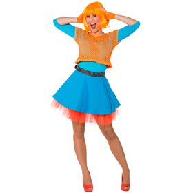 80er Jahre Kostüm Rock mit Petticoat neonfarben für Damen Gr. 34-36 Kostüm-Zubehör SALE 80er 90er Neon-Party Fasching Karneval Mottoparty