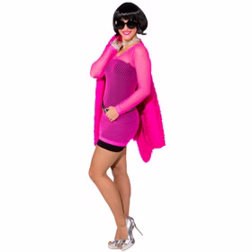80er & 90er Netzkleid Elastisches Netzshirt Pink für Damen