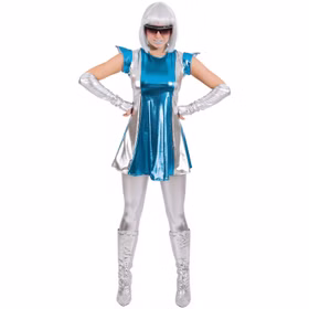 Space Kostüm Weltraum Woman für Damen Gr. 34-44 blau silber Fasching Karneval Mottoparty Paarkostüm Space Kostüm Weltraum Woman für Damen von Vorne