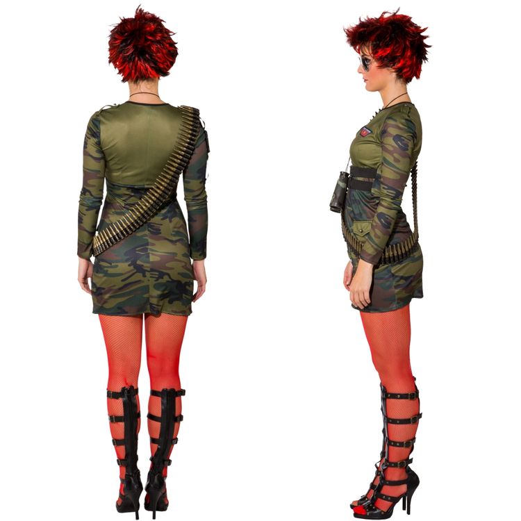 Army Kostüm Militär Lady Tarnfleck-Kleid für Damen Army Kostüm Militär Lady Tarnfleck-Kleid für Damen Gr. 34-36 grün Camouflage SALE Fasching Karneval Mottoparty
