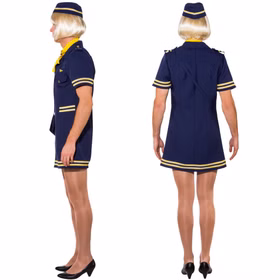Männerballett Kostüm Stewardess von der Seite und von Hinten