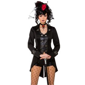 Gothic Kostüm Jacke Kurzmantel Vivian für Damen Gr. 34-44 schwarz Fasching Karneval Festival Mottoparty Gothic-Kleidung