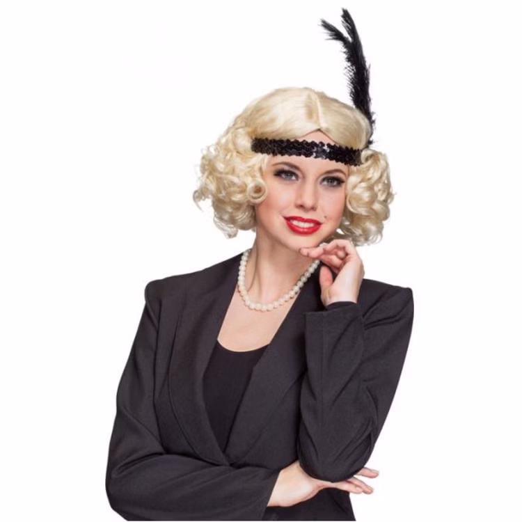 20er Jahre Damen Perücke blond Bob-Schnitt Locken Fasching Charleston 20er Jahre Damen Perücke blond Bob-Schnitt Locken Fasching Charleston