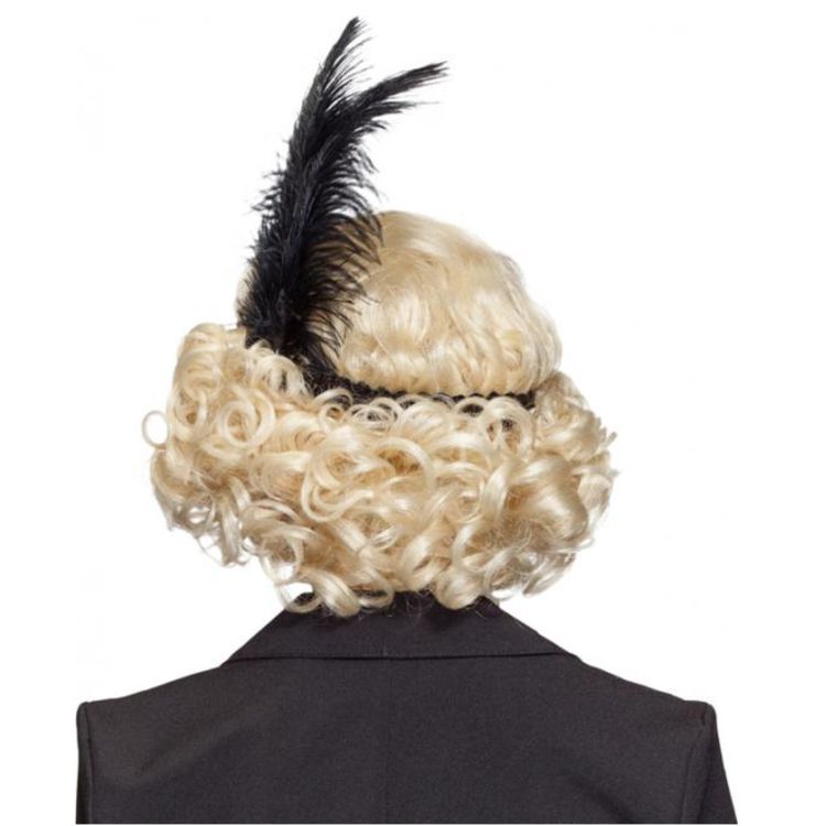 Charleston Perücke Blond 20er Jahre mit Band und schwarzer Feder für Damen 20er Jahre Damen Perücke blond Bob-Schnitt Locken Fasching Charleston
