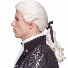 Barock Perücke mit Zopf creme-weiß für Herren Onesize Rokoko Kostüm-Zubehör Fasching Karneval Mottoparty Barock Perücke mit Zopf creme-weiß für Herren von der Seite