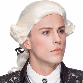 Barock Perücke mit Zopf creme-weiß für Herren Onesize Rokoko Kostüm-Zubehör Fasching Karneval Mottoparty Barock Perücke mit Zopf creme-weiß für Herren von Vorne