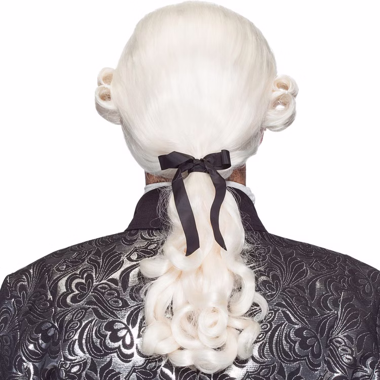 Barock Perücke mit Zopf creme-weiß für Herren Onesize Rokoko Kostüm-Zubehör Fasching Karneval Mottoparty Barock Perücke mit Zopf creme-weiß für Herren von Hinten
