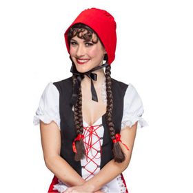 Rotkäppchen Haube rot Kostüm-Zubehör für Damen Onesize Kopfbedeckung Märchen Accessoire Fasching Karneval Mottoparty