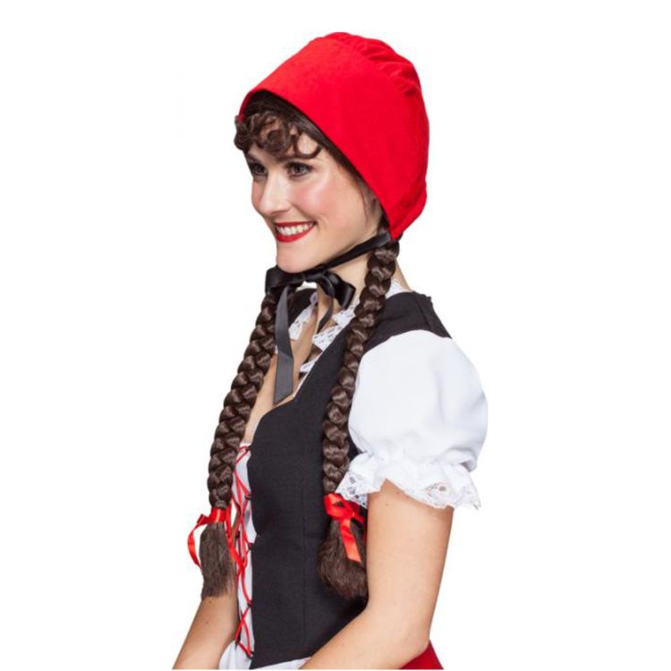 Rotkäppchen Haube rot Kostüm-Zubehör für Erwachsene Rotkäppchen Haube rot Kostüm-Zubehör für Damen Onesize Kopfbedeckung Märchen Accessoire Fasching Karneval Mottoparty