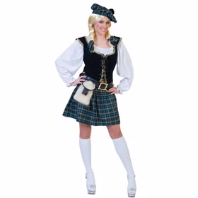 Highland Kostüm Schottin grün kariert für Damen Gr. 36-46 andere Länder Fasching Karneval Mottoparty Paarkostüm