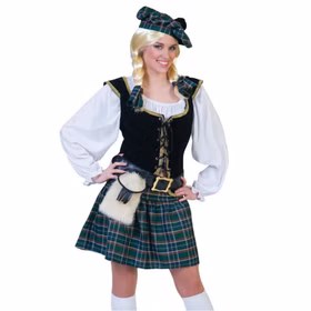 Highland Kostüm Schottin grün kariert für Damen Gr. 36-46 andere Länder Fasching Karneval Mottoparty Paarkostüm