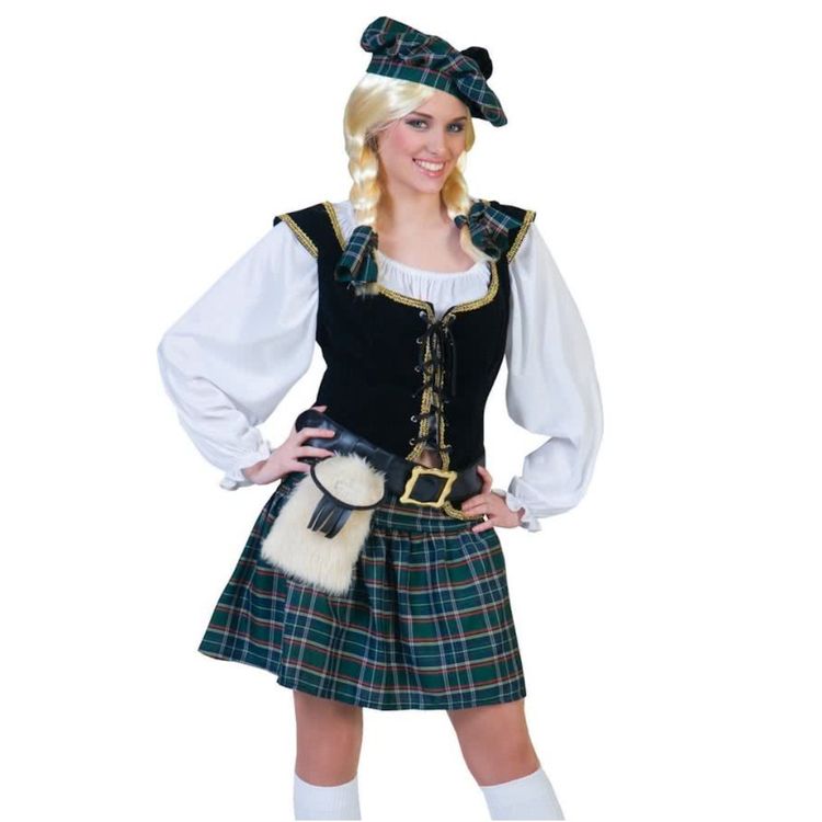 Highland Kostüm Schottin grün kariert für Damen Highland Kostüm Schottin grün kariert für Damen Gr. 36-46 andere Länder Fasching Karneval Mottoparty Paarkostüm