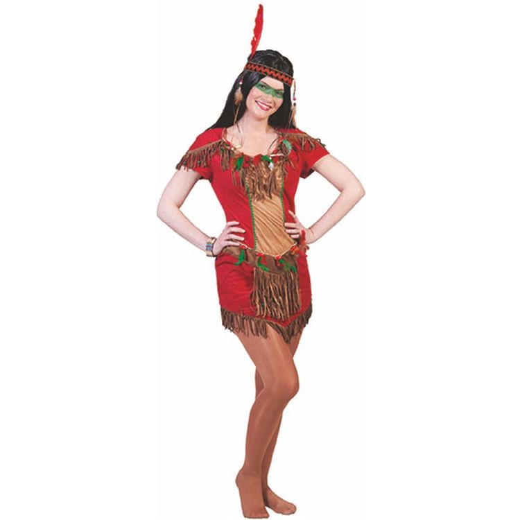 Indianerin Kostüm Red Hawk für Damen Gr. 32-38 Kleid rot Wilder Westen SALE Fasching Karneval Mottoparty