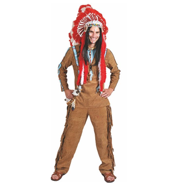 Indianer Kostüm Pow Wow Indianer Kostüm Oberteil Hose braun Fasching Ureinwohner Amerika