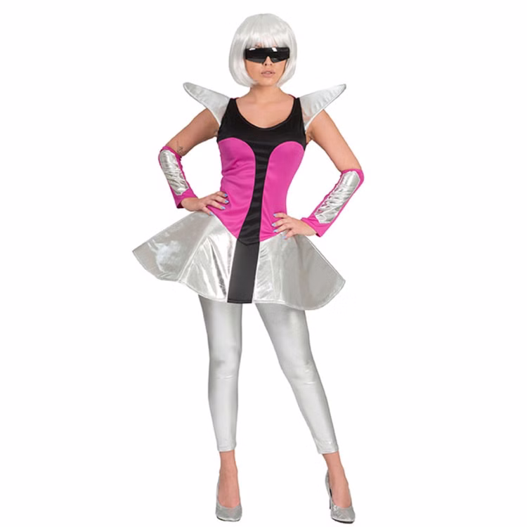 Space Travel Kostüm für Damen Gr. 36- 46 Kleid silber Weltraum Fasching Karneval Mottoparty Space Travel Kostüm für Damen Gr. 36- 46 Kleid silber Weltraum Fasching Karneval Mottoparty