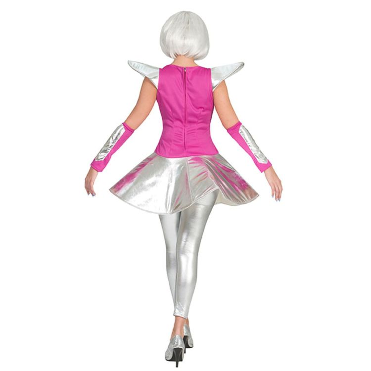 Space Travel Kostüm für Damen Gr. 36- 46 Kleid silber Weltraum Fasching Karneval Mottoparty