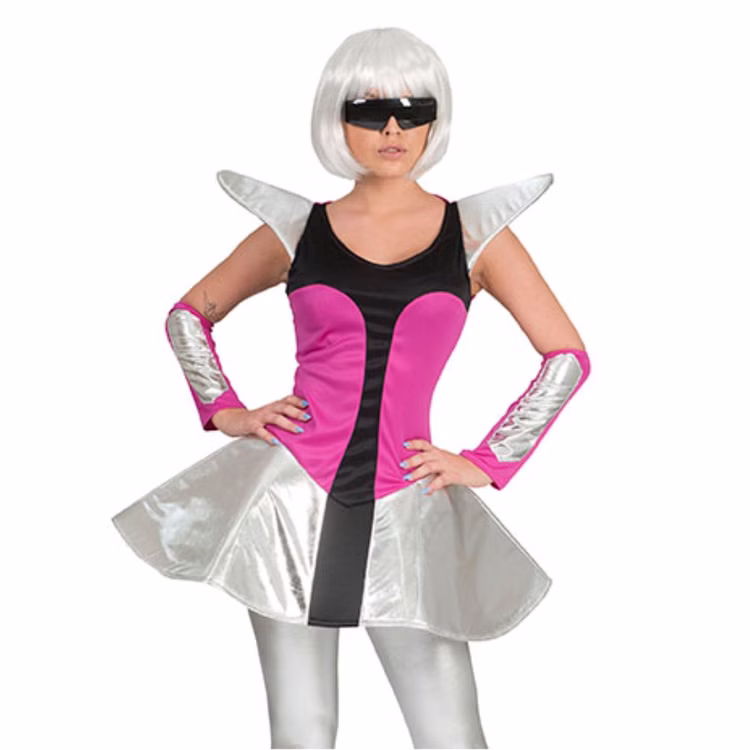 Space Travel Kostüm für Damen Gr. 36- 46 Kleid silber Weltraum Fasching Karneval Mottoparty Space Travel Kostüm für Damen Gr. 36- 46 Kleid silber Weltraum Fasching Karneval Mottoparty