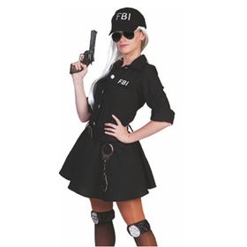 FBI Kostüm flotte FBI Agentin Polizistin für Damen Gr. 32-46 Kleid schwarz Berufe Polizei Police Fasching Karneval Mottoparty Paarkostüm Gruppenkostüm 