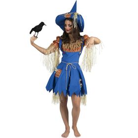 Vogelscheuche Kostüm Strohpuppe Olivia für Damen Gr. 36- 46 blau Kleid mit Hut Fasching Karneval Mottoparty Paarkostüm