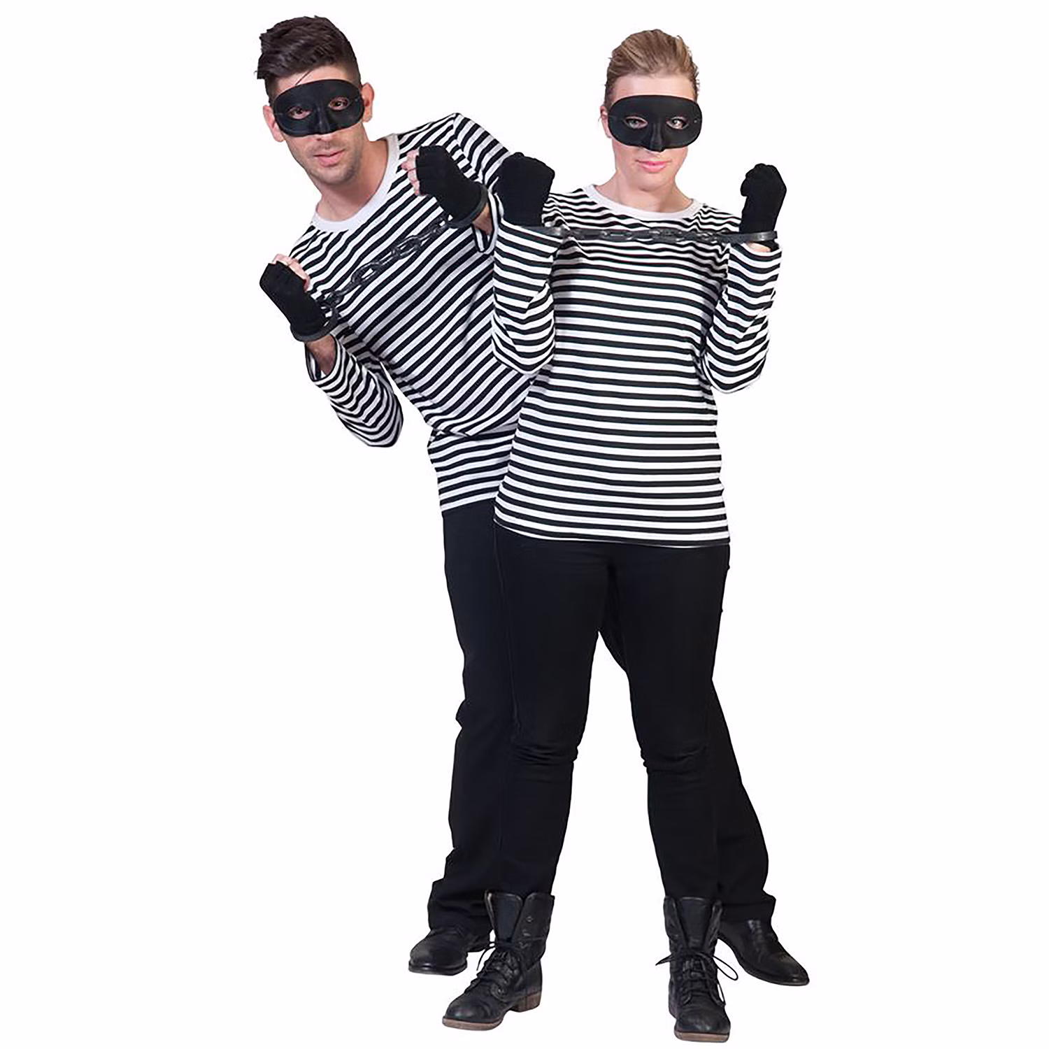 Pantomime Kostüm Langarm-T-Shirt schwarz-weiß für Erwachsene Gr. S- XXL Gondolier Verbrecher Bankräuber Fasching Karneval Mottoparty Kostüm-Zubehör Kostüm-Basic