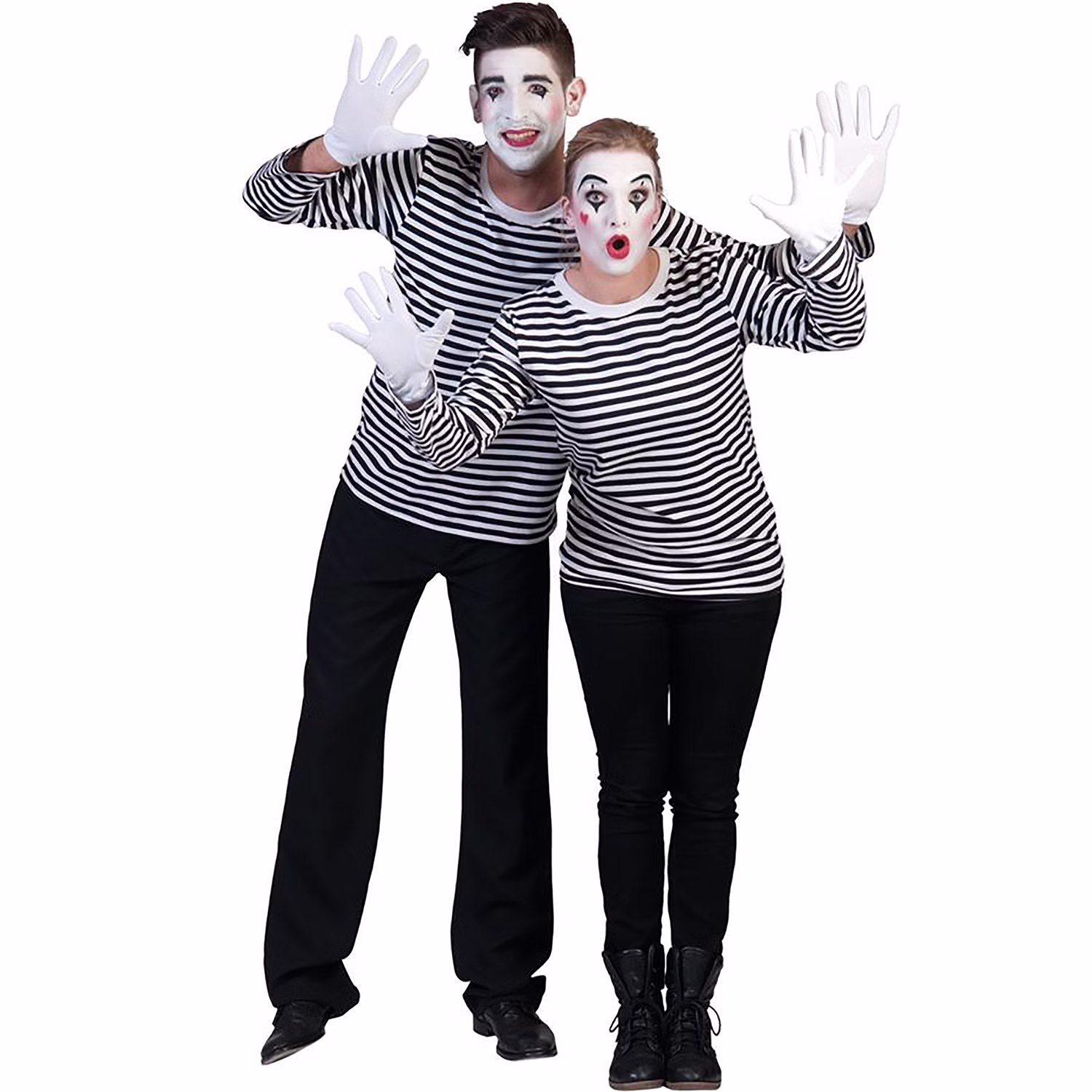Pantomime Kostüm Langarm-T-Shirt schwarz-weiß für Erwachsene Gr. S- XXL Gondolier Verbrecher Bankräuber Fasching Karneval Mottoparty Kostüm-Zubehör Kostüm-Basic
