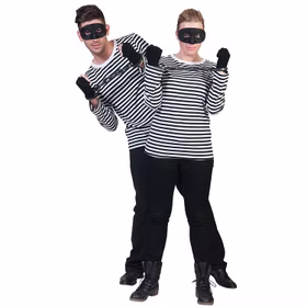 Pantomime Kostüm Langarm-T-Shirt schwarz-weiß für Erwachsene Gr. S- XXL Gondolier Verbrecher Bankräuber Fasching Karneval Mottoparty Kostüm-Zubehör Kostüm-Basic