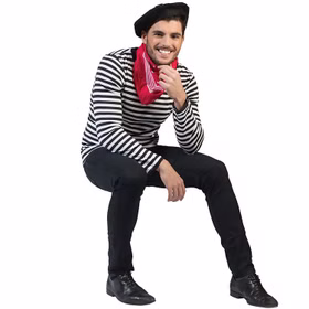 Pantomime Kostüm Langarm-T-Shirt schwarz-weiß für Erwachsene Gr. S- XXL Gondolier Verbrecher Bankräuber Fasching Karneval Mottoparty Kostüm-Zubehör Kostüm-Basic