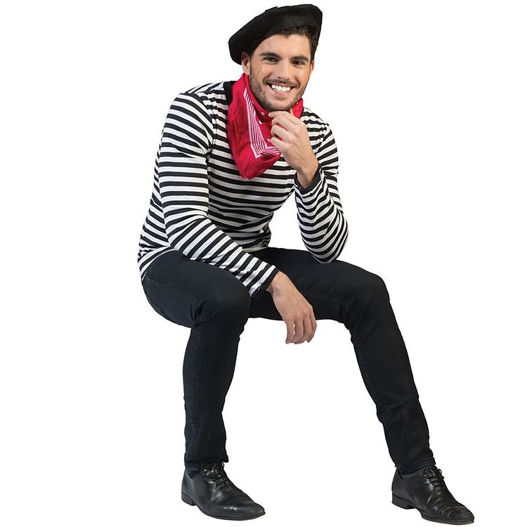 Pantomime Kostüm Langarm-T-Shirt schwarz-weiß für Erwachsene Pantomime Kostüm Langarm-T-Shirt schwarz-weiß für Erwachsene Gr. S- XXL Gondolier Verbrecher Bankräuber Fasching Karneval Mottoparty Kostüm-Zubehör Kostüm-Basic