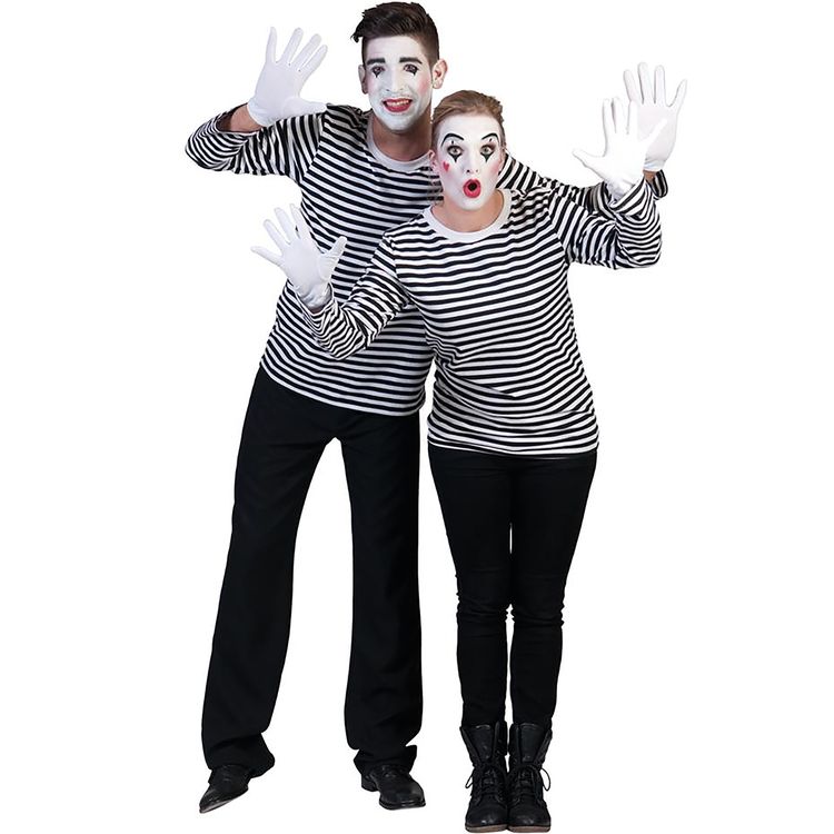 Pantomime Kostüm Langarm-T-Shirt schwarz-weiß für Erwachsene Pantomime Kostüm Langarm-T-Shirt schwarz-weiß für Erwachsene Gr. S- XXL Gondolier Verbrecher Bankräuber Fasching Karneval Mottoparty Kostüm-Zubehör Kostüm-Basic