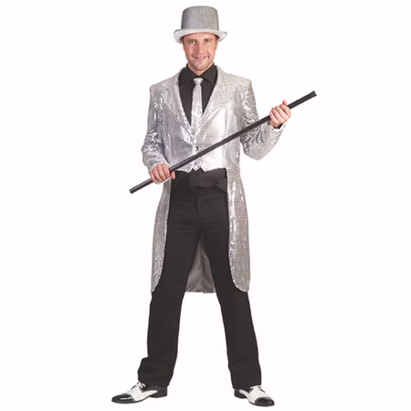 Frack silber 20er Jahre Kostüm für Herren Gr. 48-50 Revue Charleston Fasching Karneval Mottoparty Kostüm-Zubehör Frack silber 20er Jahre Kostüm für Herren Gr. 48-50 Revue Charleston Fasching Karneval Mottoparty Kostüm-Zubehör