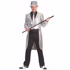Frack silber 20er Jahre Kostüm für Herren Gr. 48-50 Revue Charleston Fasching Karneval Mottoparty Kostüm-Zubehör