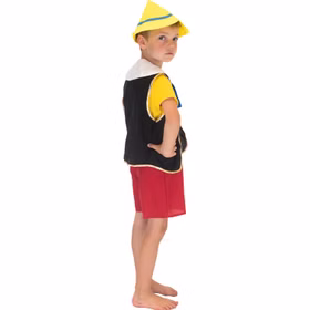 Pinocchio Kostüm Holzpuppe für Kinder seitlich von Hinten